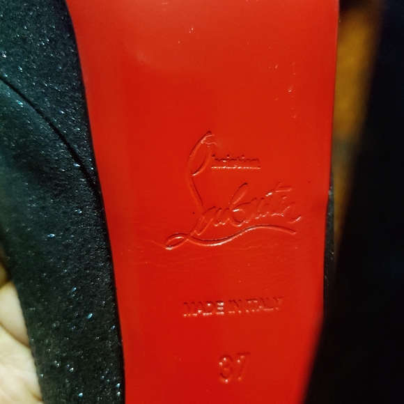 Authentic Christian Louboutin size 37 Black Glitt - Picture 12 of 16